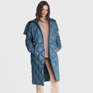 Rag & Bone Rudy Long Puffer Coat Long Sleeve Dark Gray Women's Size Large NWT